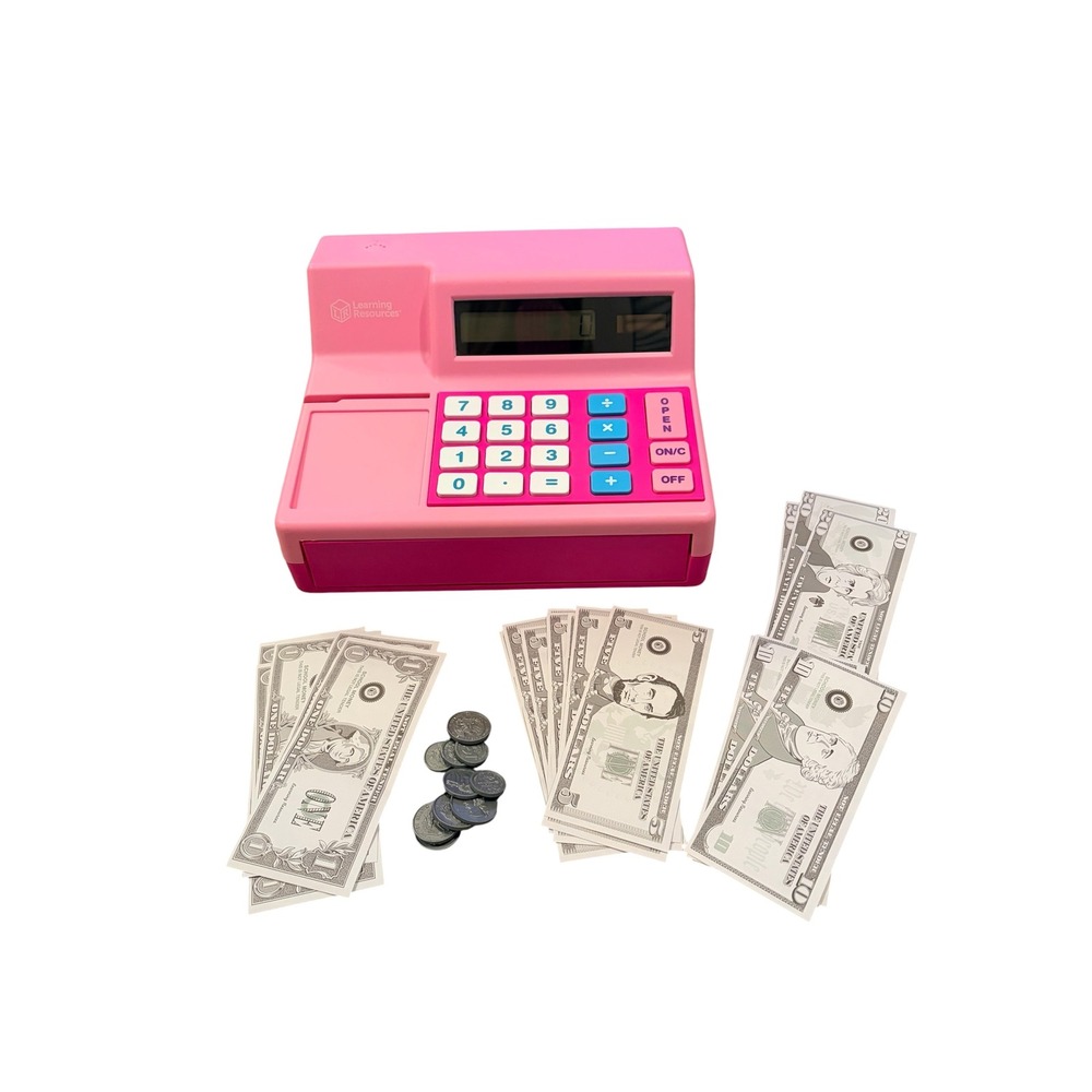 Learning Resources Pretend & Play Calculator Cash Register Kids Toy, Pink
